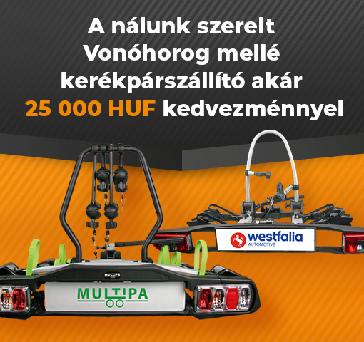 Vonóhorog felszerelése esetén kedvezmény a kerékpártartóra